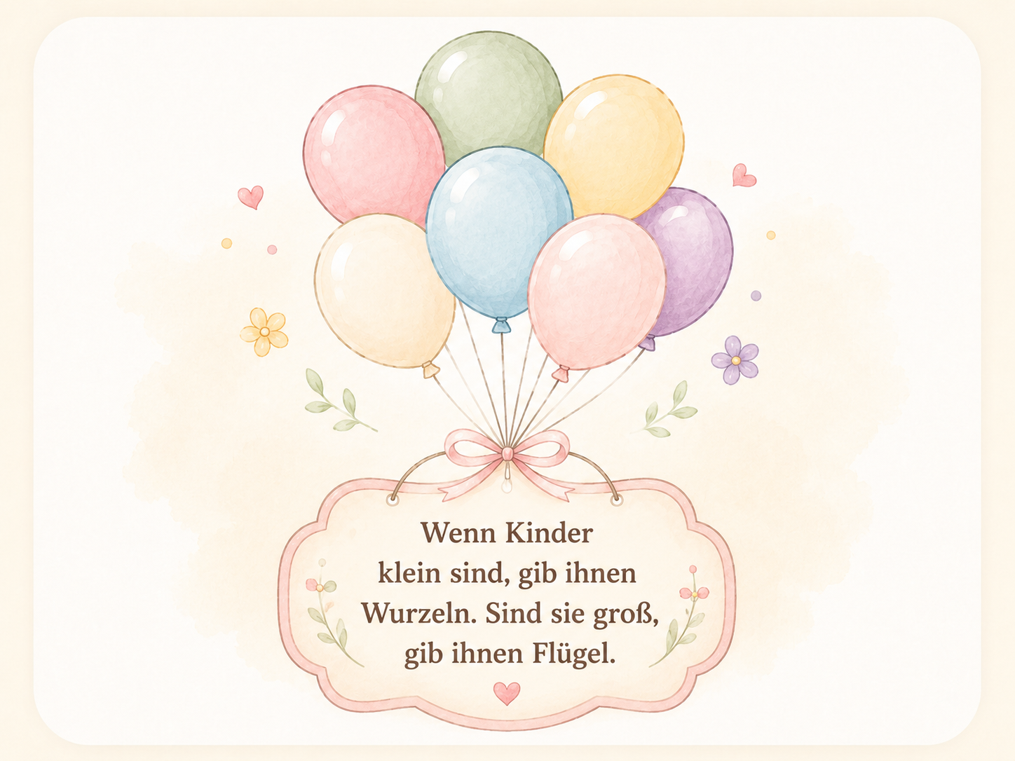 Wenn Kinder klein sind, gib ihnen Wurzeln. Sind sie groß, gib ihnen Flügel.
